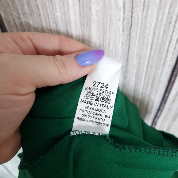 Kaia Size uk 8/10 Green Midi dress Pleated skirt V neck / wrap neck - Picture 6 of 7